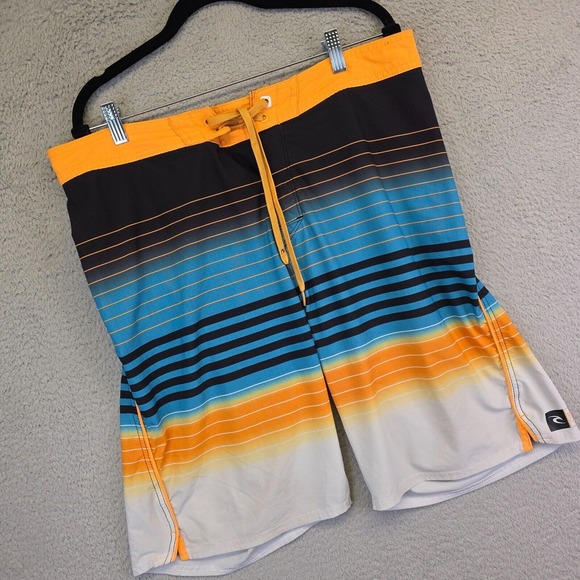 Rip Curl Board Shorts Mens 36 Mirage‎ Aggrolite Striped Swim Trunk Beach Surfing - Picture 1 of 16